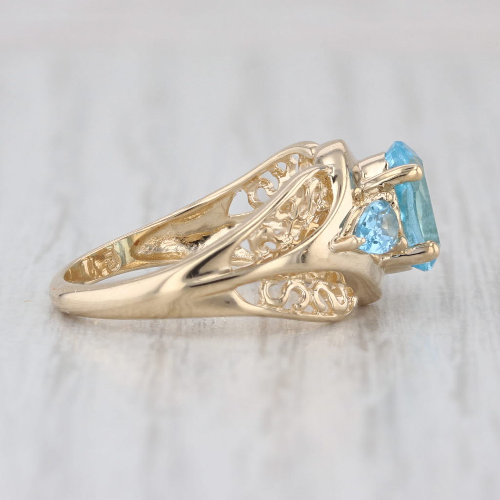 2.37ctw Oval Blue Topaz Ring 14k Yellow Gold Size 6.25