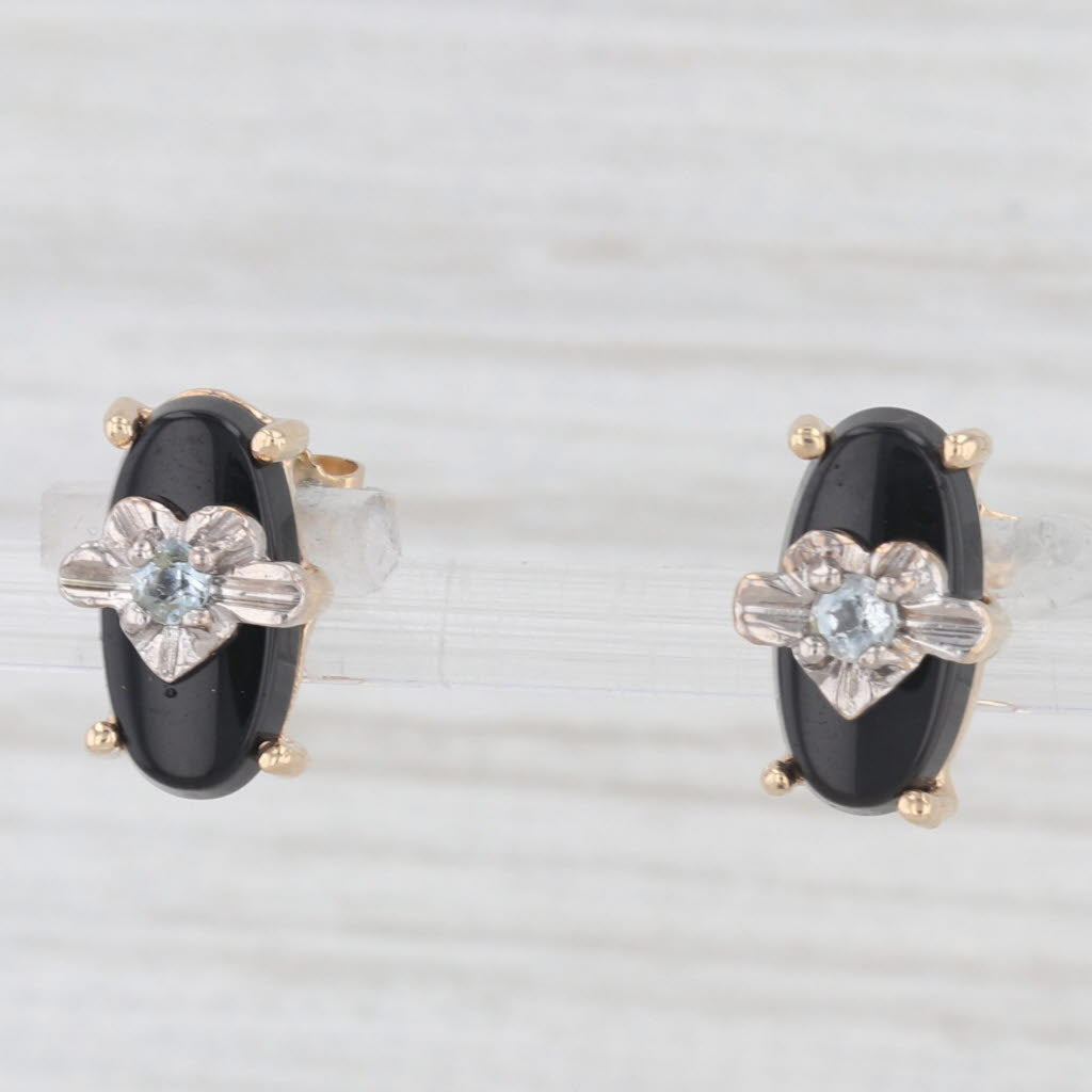 Light Gray Onyx Cubic Zirconia Heart Stud Earrings 10k Yellow White Gold