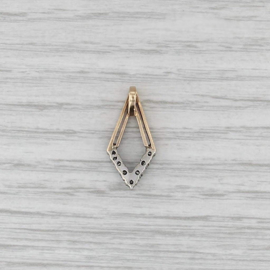 Vintage 0.13ctw Diamond Pendant 14k Yellow Gold Kyte Shaped Drop