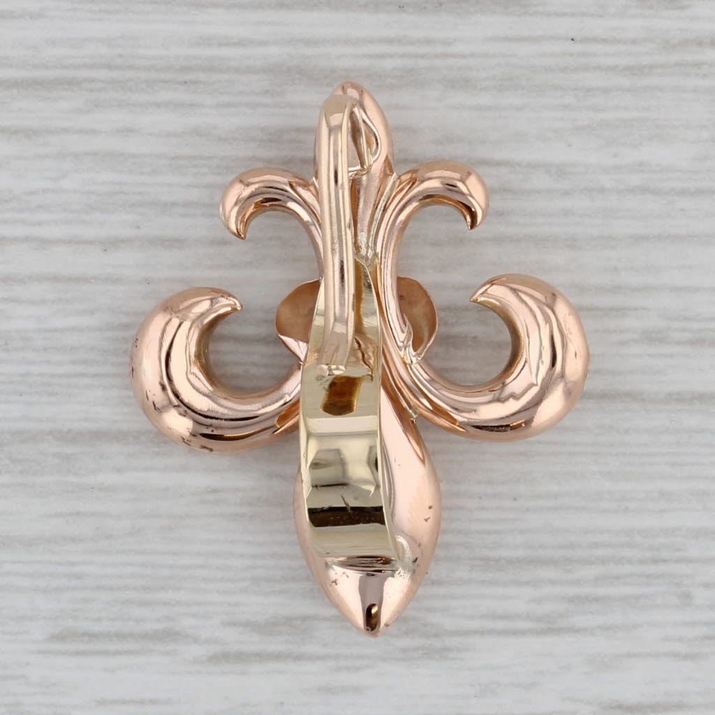 Gray Fleur De Lis Pendant 10k Rose Gold French Symbol