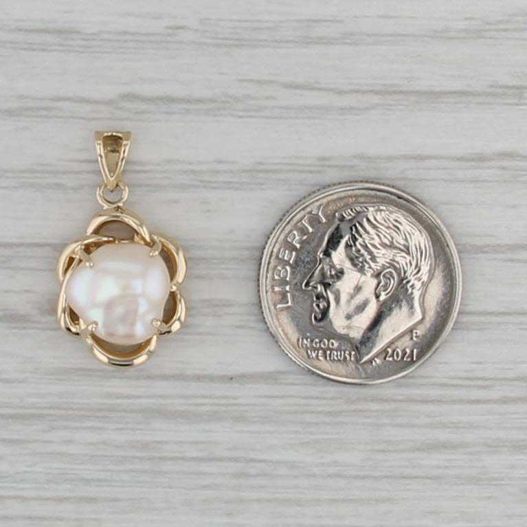 Baroque Cultured Pearl Pendant 14k Yellow Gold Small Drop