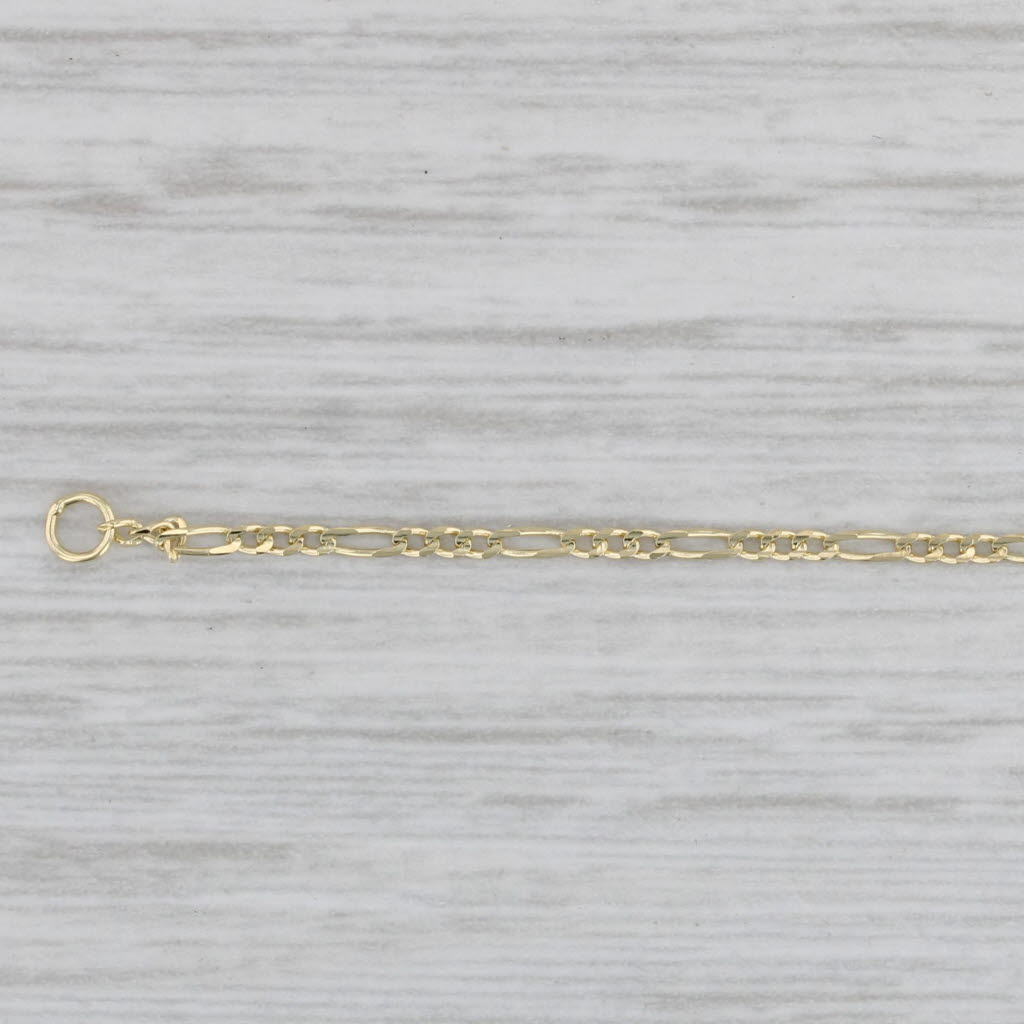 Gray New Figaro Chain Necklace 14k Yellow Gold 18" 1.3mm