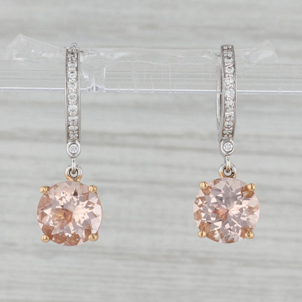 18ct rose gold 6.88ct morganite & 0.79ct diamond drop earrings - Jewellery  from Mr Harold and Son UK