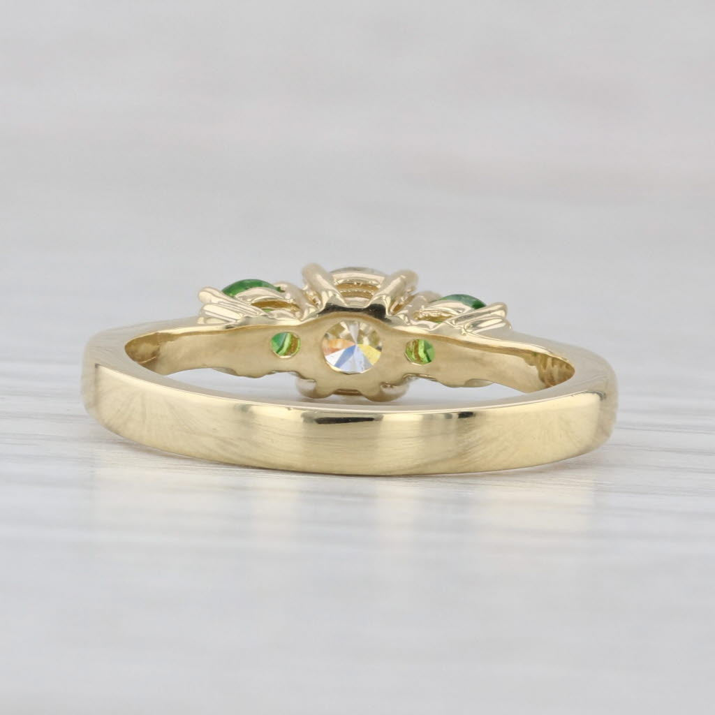 1.17ctw Diamond Green Demantoid Garnet 3-Stone Engagement Ring 18k Gold Sz 7.75