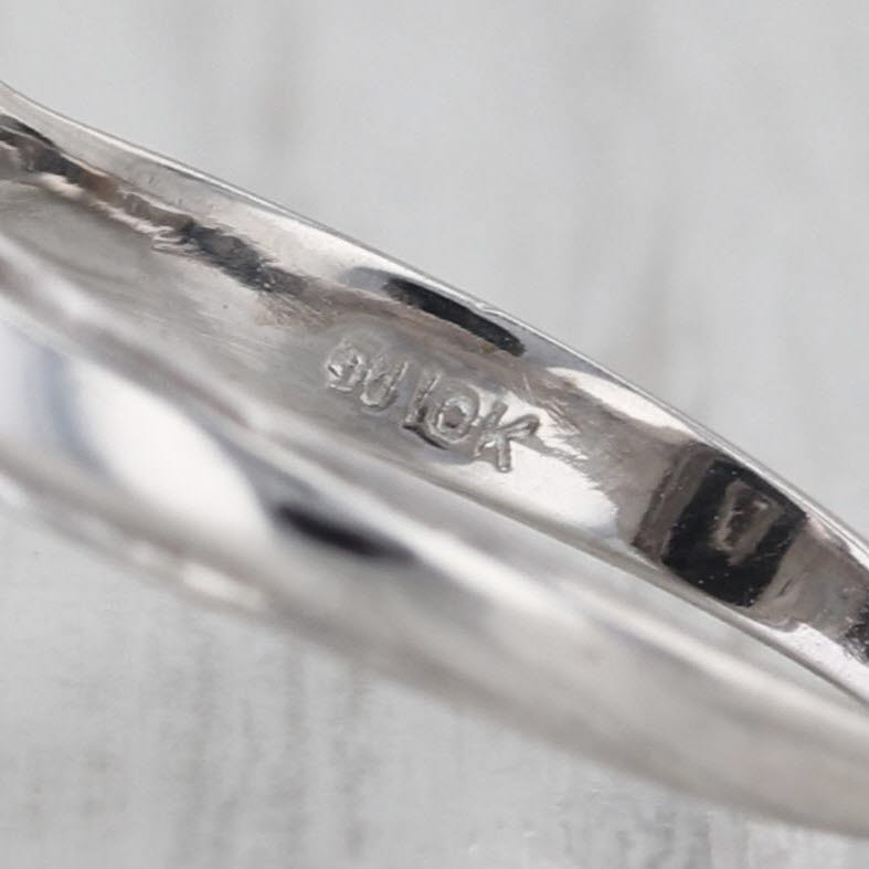 Vintage Onyx Diamond Signet Ring 10k White Gold Size 7.5