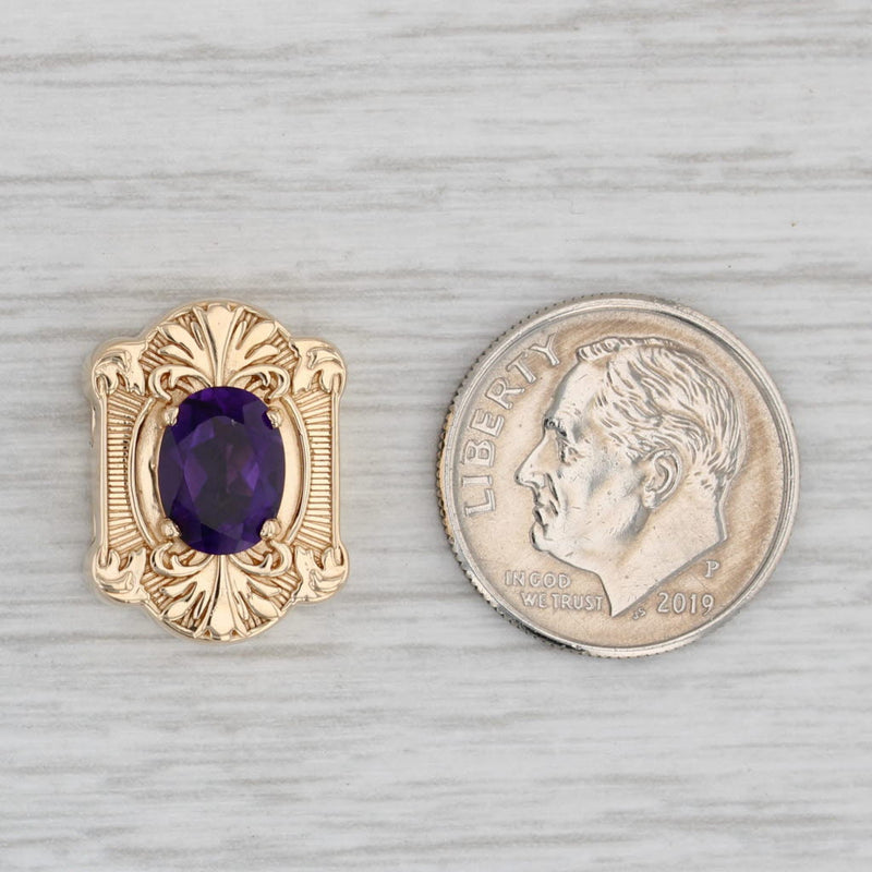 1.13ct Amethyst Slide Bracelet Charm 14k Yellow Gold Vintage Daffer