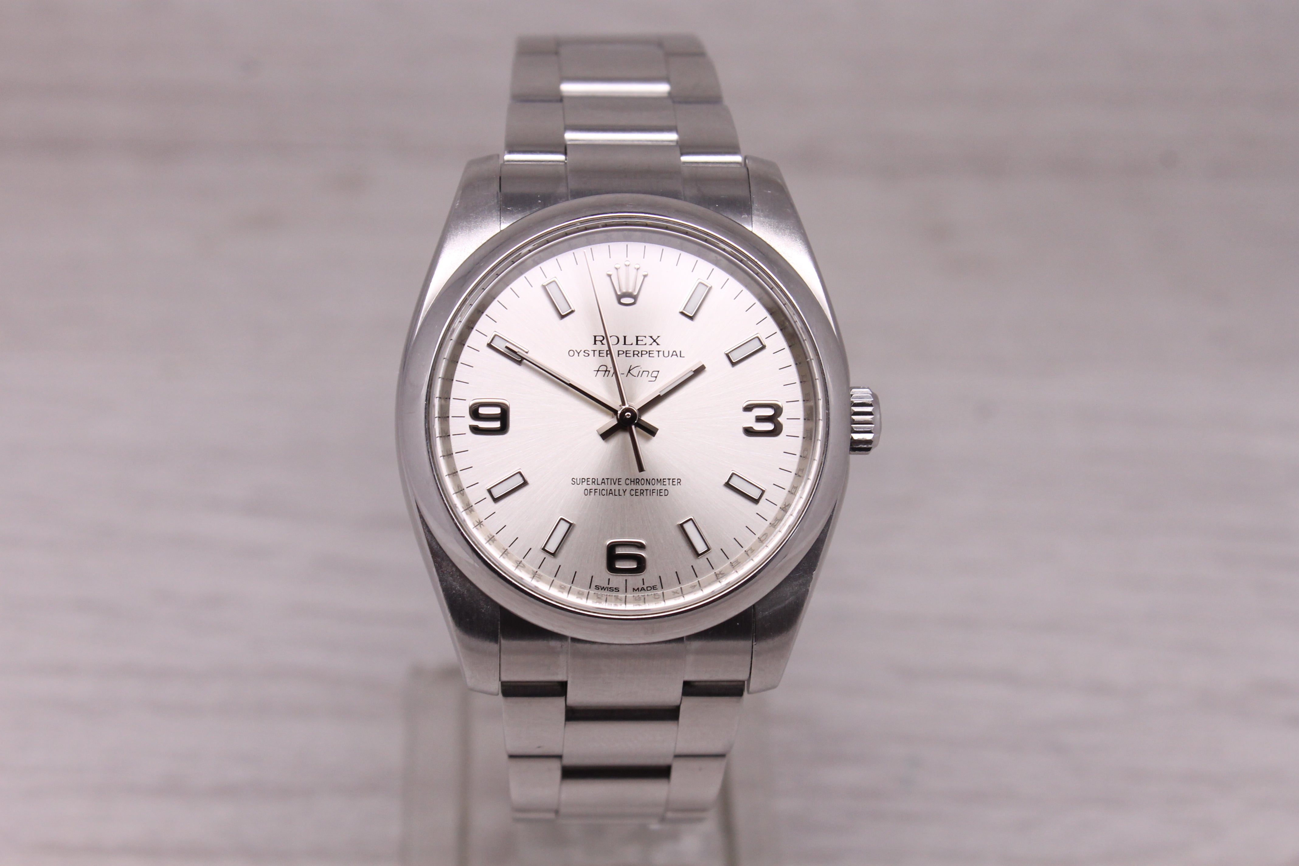 Rolex Air King 114200 34mm Stainless Steel 3-6-9 Dial Automatic Watch Oyster