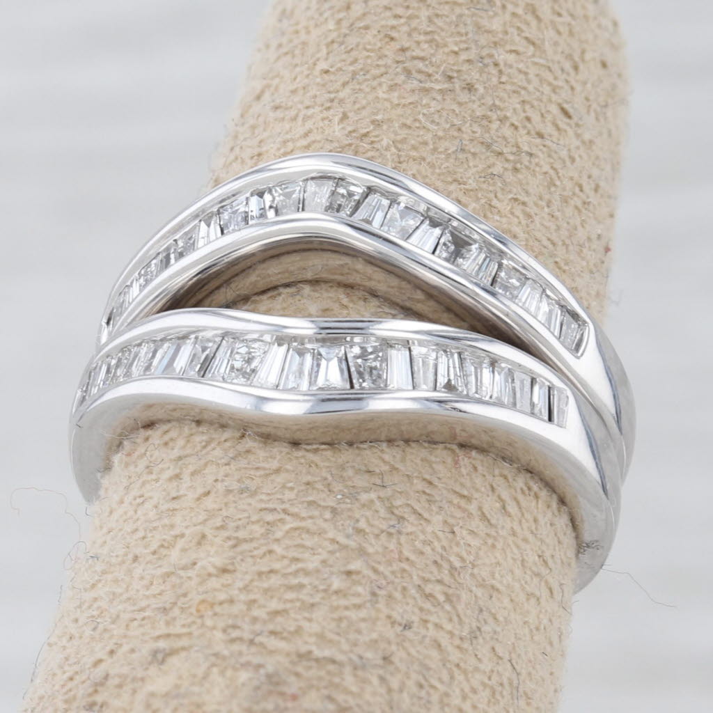 0.64ctw Contoured Diamond Bands 14k White Gold Size 6.25 Wedding Guard Stackable