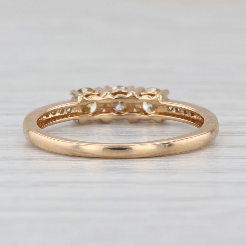 0.55ctw Round Yellow White Diamond 3-Stone Ring 18k Yellow Gold Size 7.25 Cert