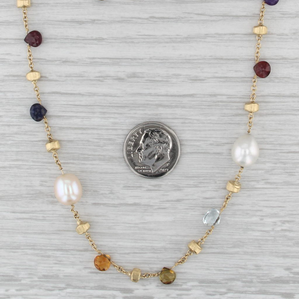 Marco Bicego Paradise Layering Necklace 18k Gold 23" Cultured Pearl Multistone