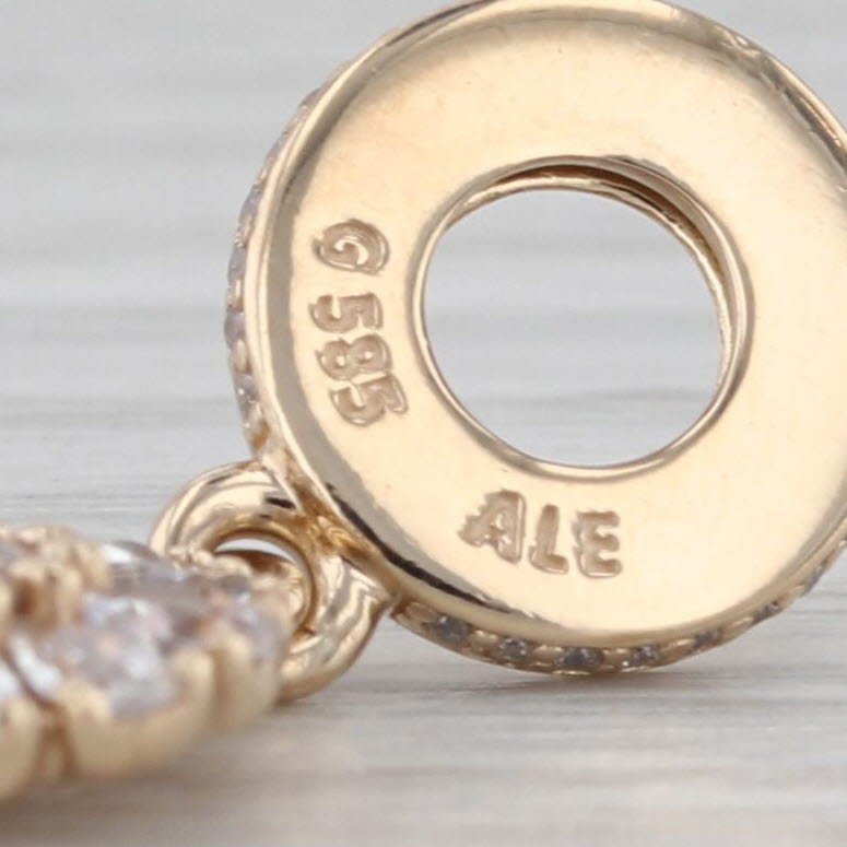 Authentic Pandora Embelished Floral Dangle 751002CZ 14k Gold Clear CZ Drop