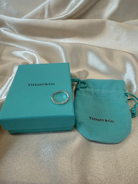 Rosy Brown Tiffany & Co I Love You Band Sterling Silver Size 6 Ring Box Pouch Wedding Band