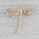 Gray 0.25ctw Diamond Dragonfly Brooch 18k Yellow Gold Statement Pin Insect Jewelry