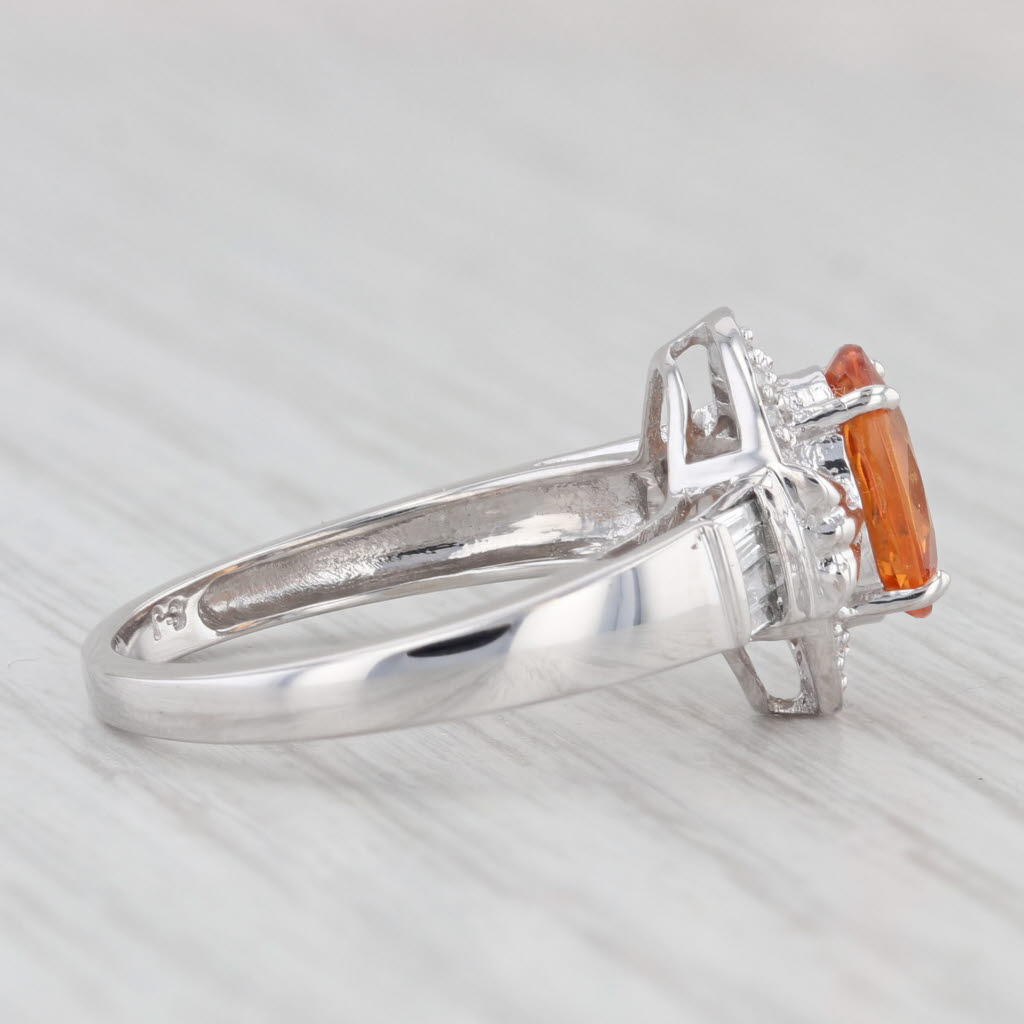 Light Gray 1.68ctw Orange Garnet Diamond Halo Ring 10k White Gold Size 6.25