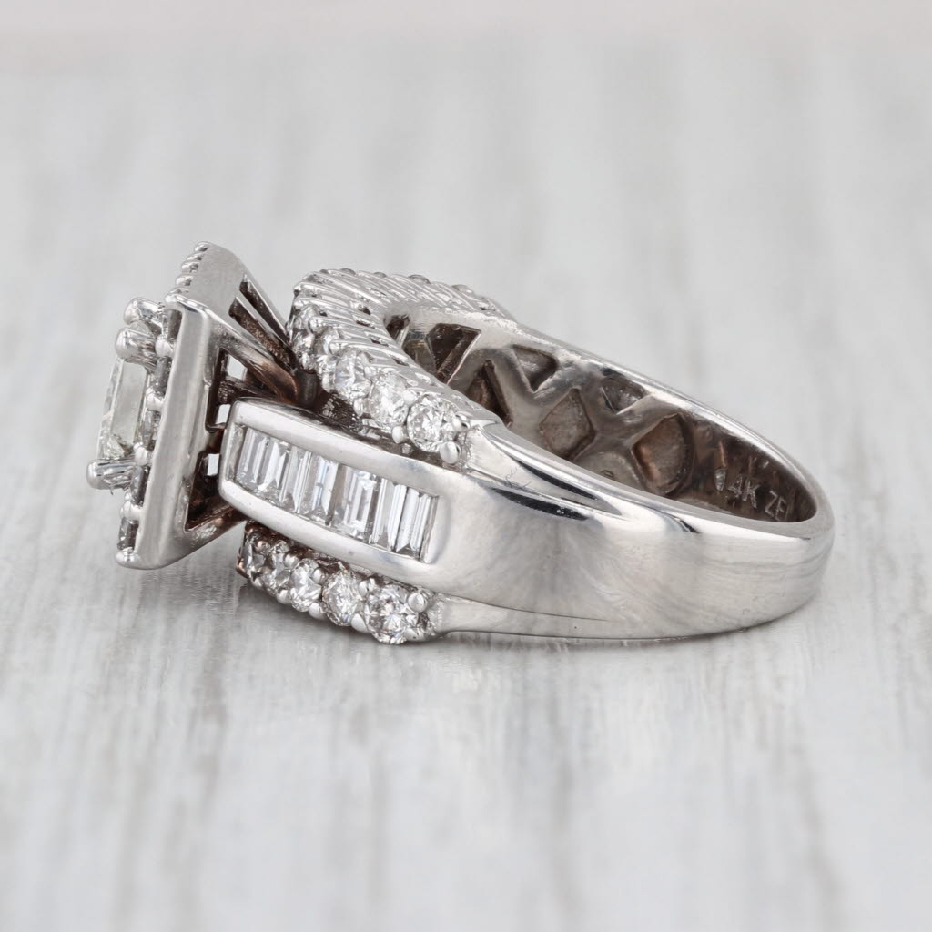 2.10ctw Princess Brilliant Halo Diamond Engagement Ring 14k White Gold Size 5.5