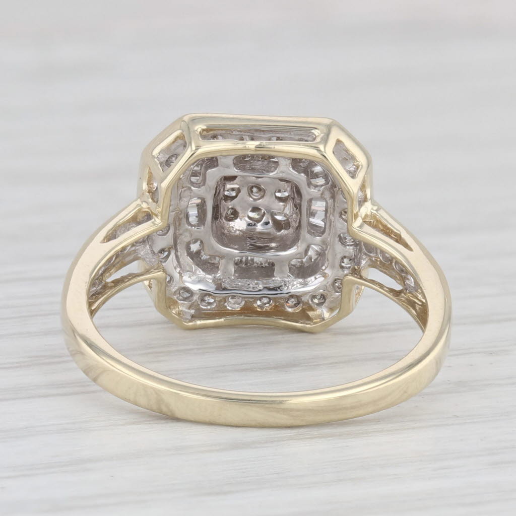 Light Gray 0.18ctw Diamond Cluster Halo Engagement Ring 10k Yellow Gold Size 7.25