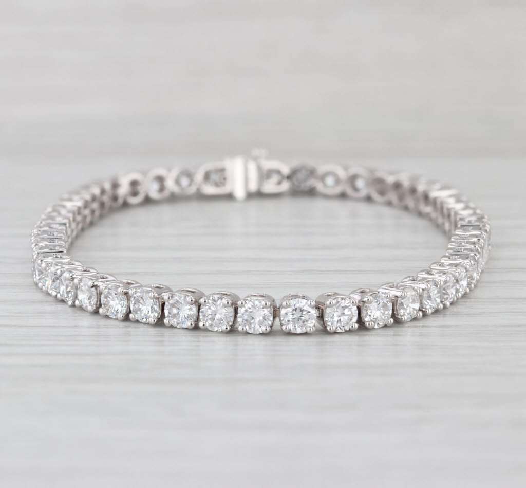 New 7.40ctw Lab Grown Diamond Tennis Bracelet 14k White Gold 7" 3.5mm