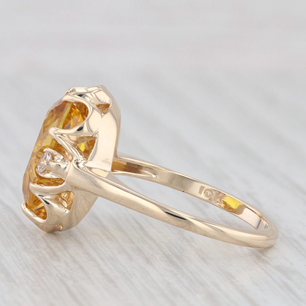 Light Gray 3.47ct Oval Lab Created Yellow Sapphire Ring 10k Yellow Gold Size 6.25