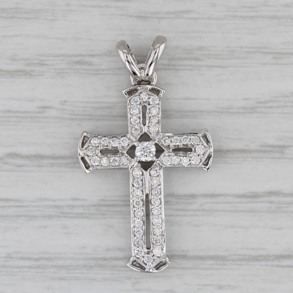 0.27ctw Diamond Cross Pendant 14k White Gold