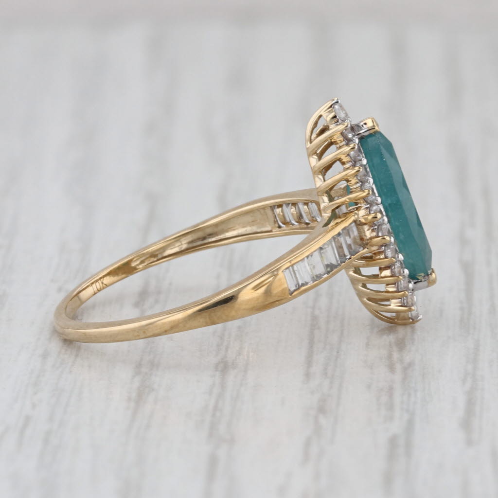 2.47ctw Teal Grandidierite Zircon Halo Ring 10k Yellow Gold Size 10.25