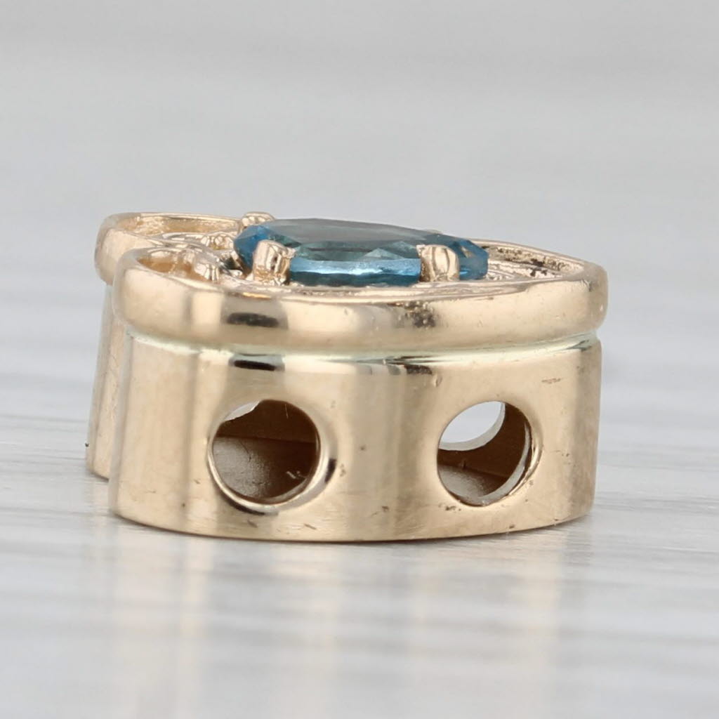 Light Gray 0.25ct Blue Topaz Heart Slide Bracelet Charm 14k Yellow Gold