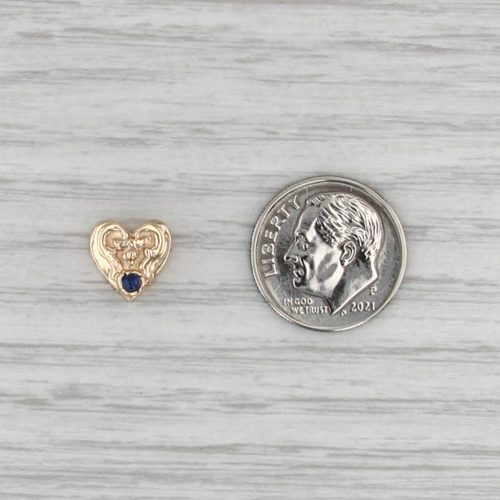 Vintage Sapphire Heart Slide Bracelet Charm 14k Yellow Gold Archer