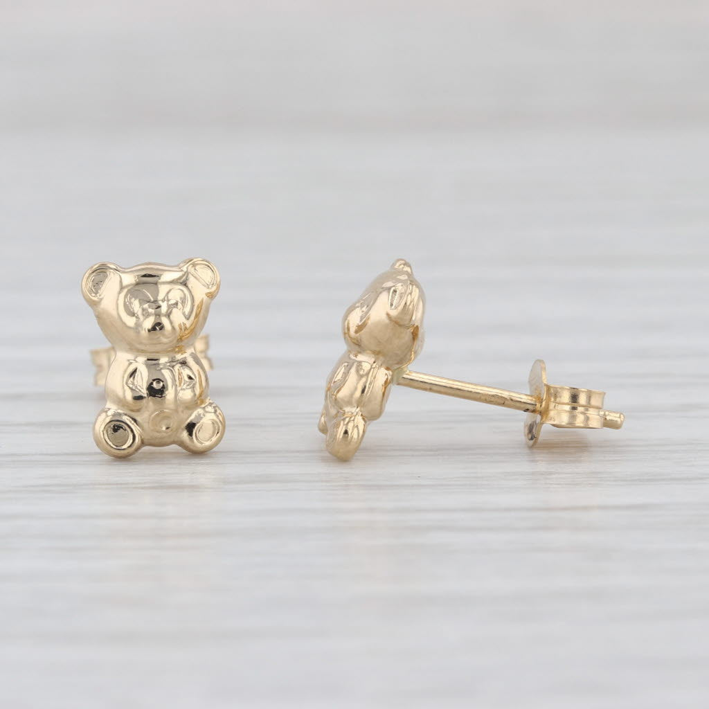 Teddybear Stud Earrings 18k Yellow Gold Bear Studs