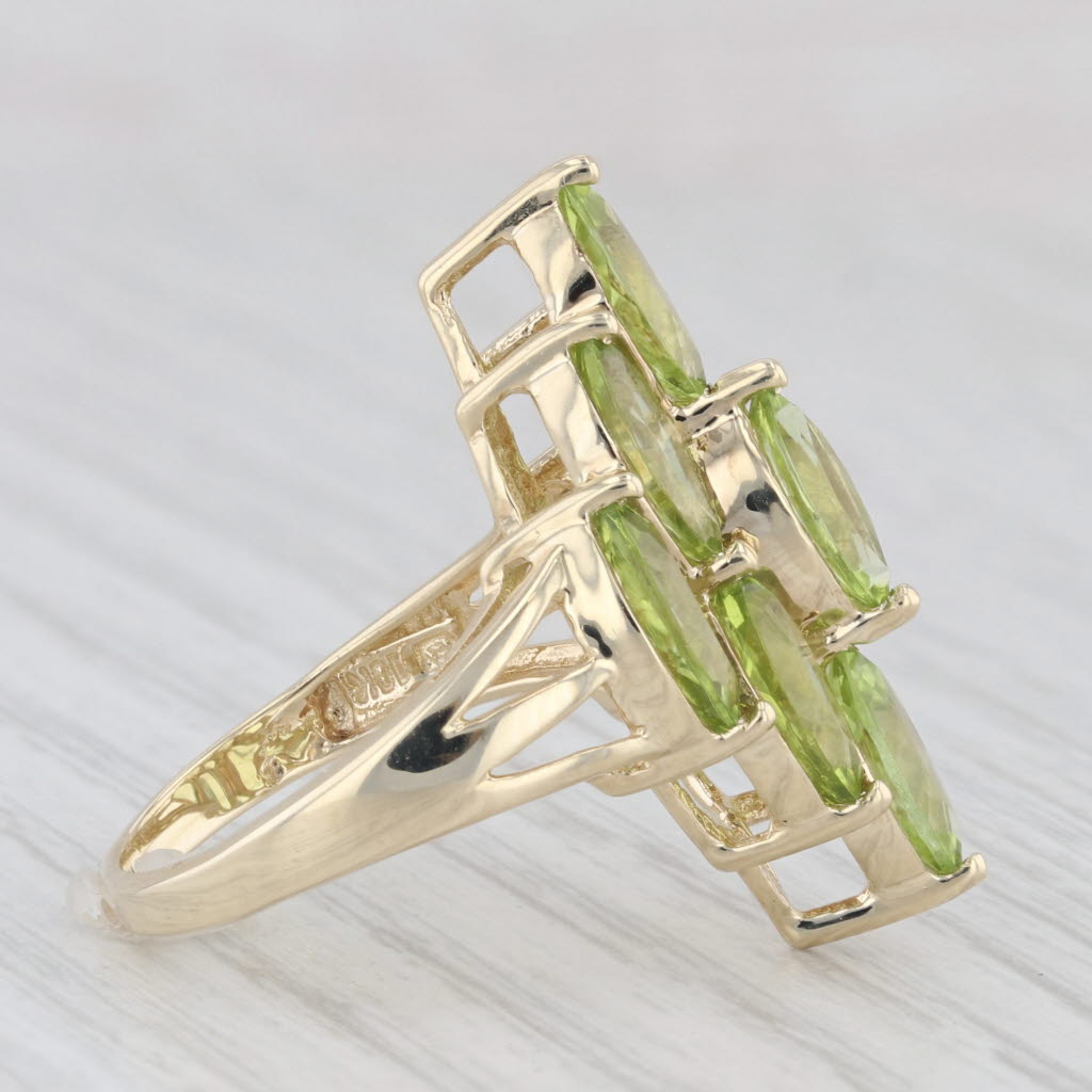 Light Gray 5.75ctw Green Peridot Cluster Cocktail Ring 10k Yellow Gold Size 6.25