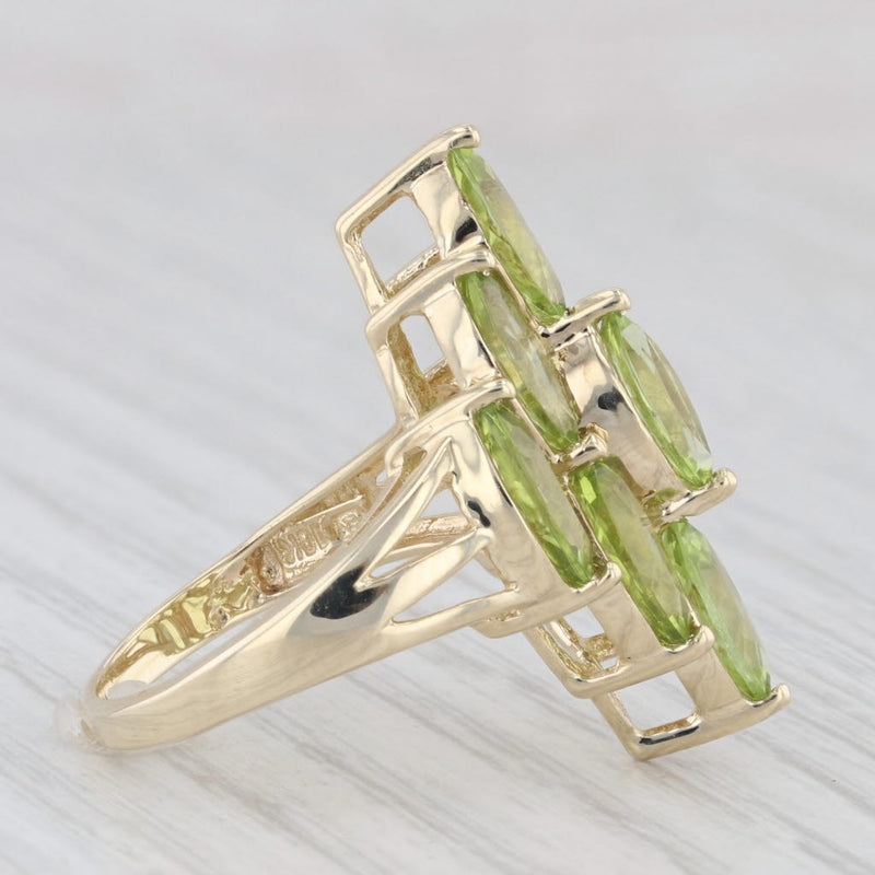 5.75ctw Green Peridot Cluster Cocktail Ring 10k Yellow Gold Size 6.25
