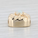 Vintage Opal Slide Bracelet Charm 14k Yellow Gold Round Cabochon Solitaire