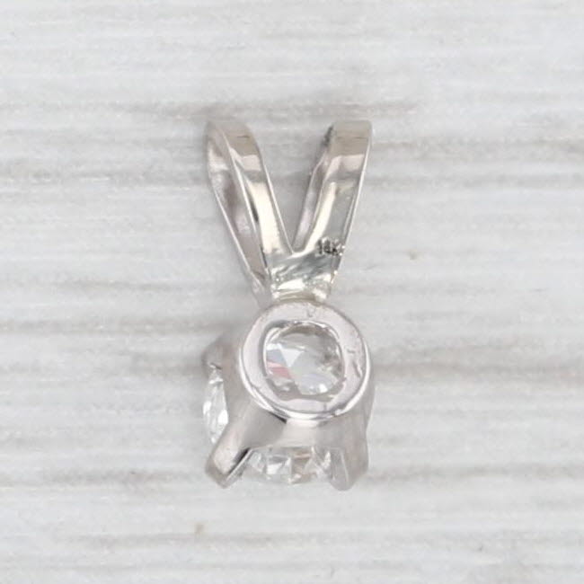Light Gray New 0.16ct Round Solitaire Small Drop Pendant 14k White Gold