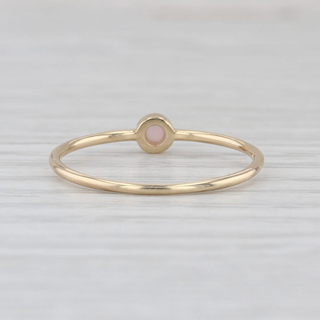 Pink Rose Quartz Solitaire Ring 14k Yellow Gold Size 9 Stackable