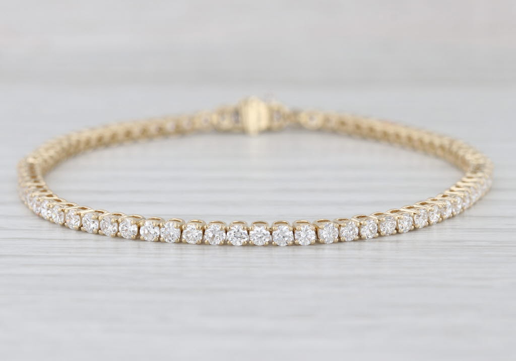 New 3.78ctw Lab Grown Diamond Tennis Bracelet 14k Yellow Gold 7"