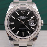 2022 Rolex Datejust 41 126334 Black Dial Oyster Mens Steel & 18k Watch Box Card