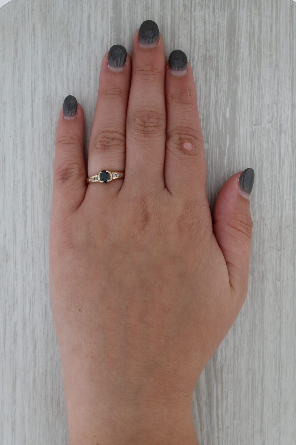 0.51ctw Blue Sapphire Diamond Ring 14k Yellow Gold Size 7