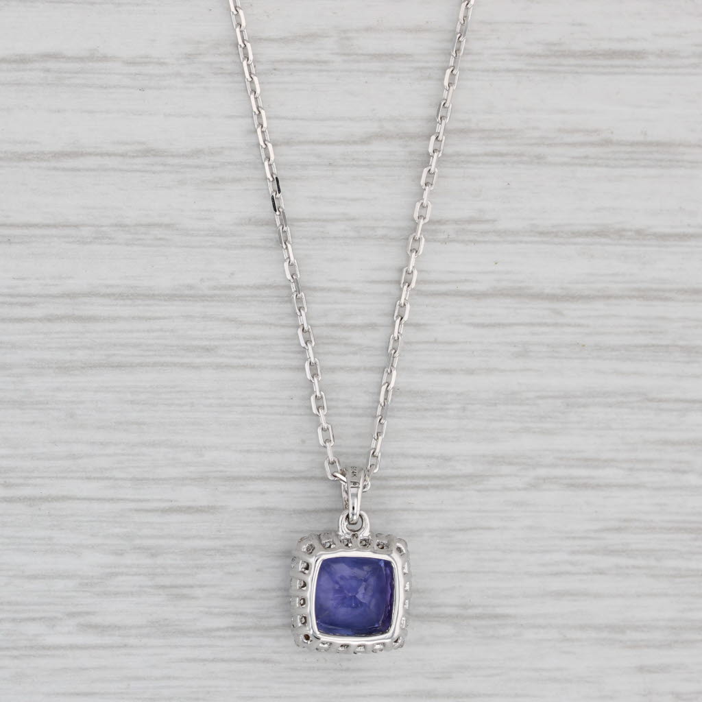 Light Gray New 2.04ctw Tanzanite Diamond Halo Pendant Necklace 14k Gold 16.75" Cable Chain