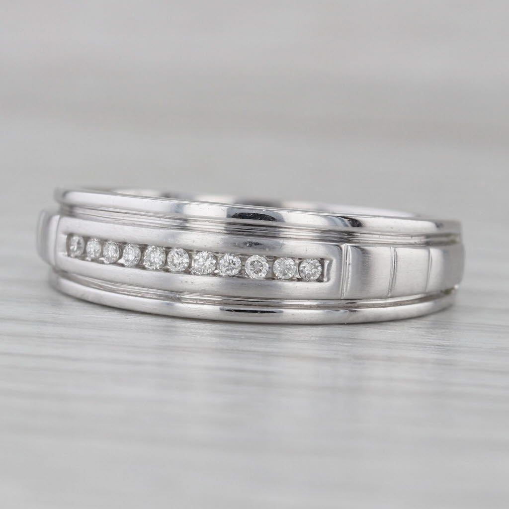 Gray Diamond Wedding Band 10k White Gold Size 10 Men's Ring