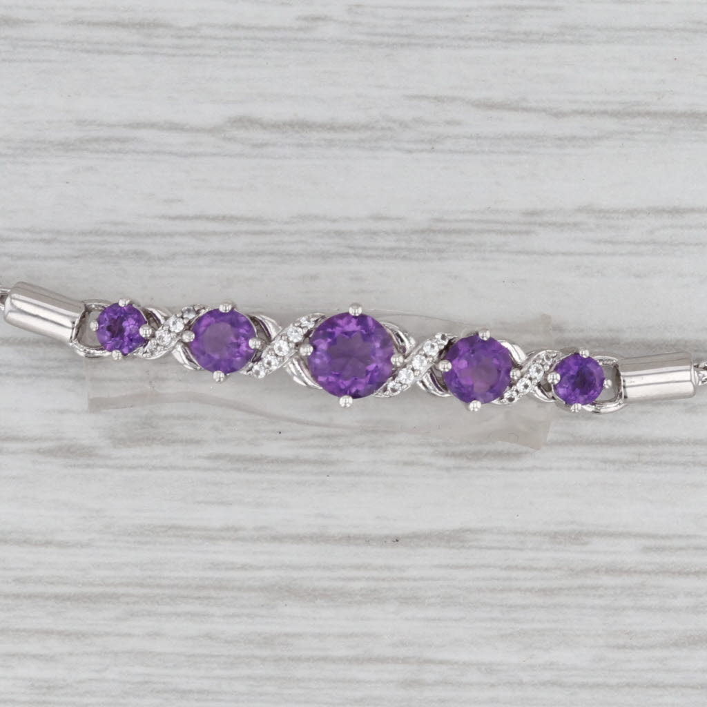 1.08ctw Amethyst Topaz Bracelet Sterling Silver Adjustable Chain Renaissance