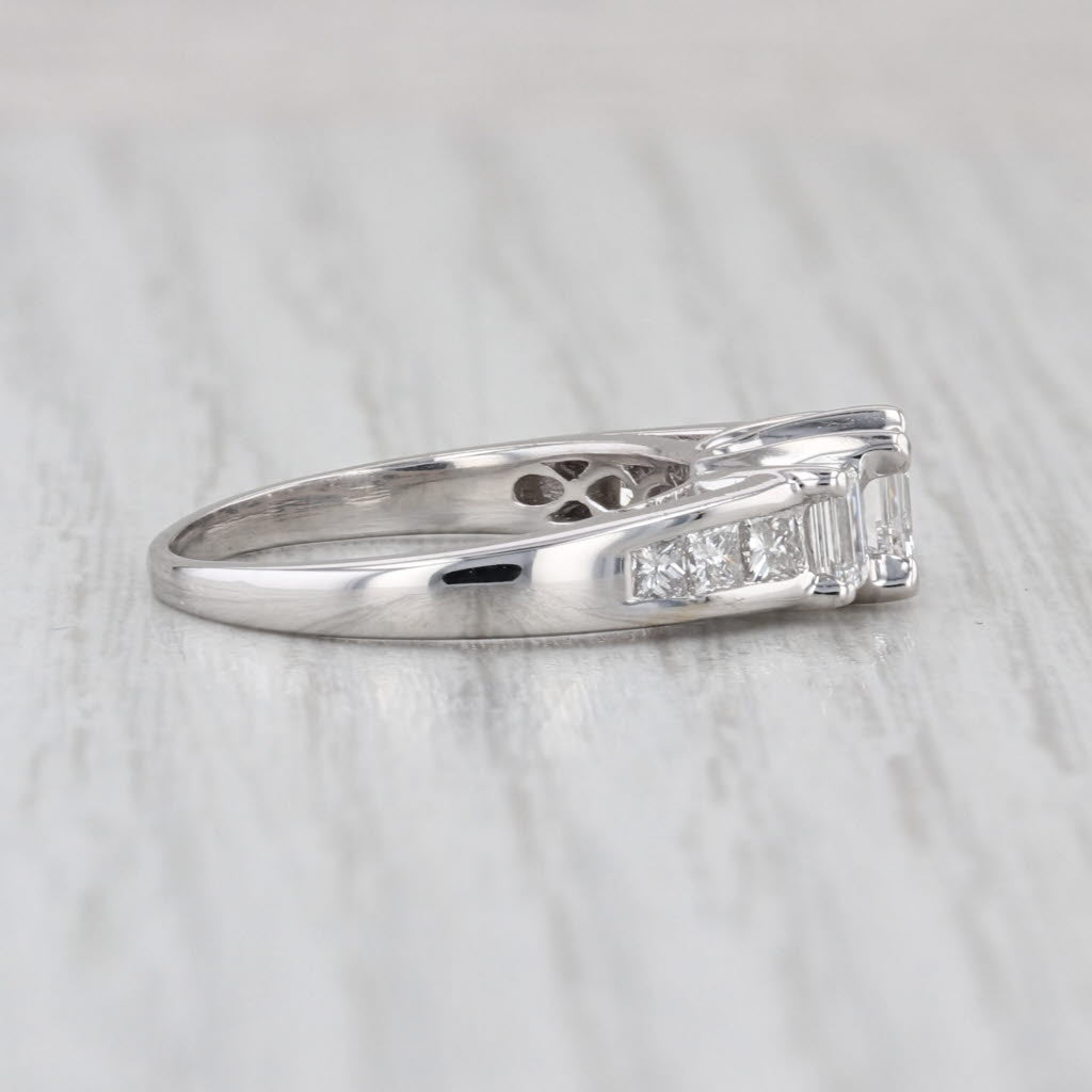 0.98ctw Emerald Cut 3-Stone Diamond Engagement Ring 18k White Gold Size 6.75