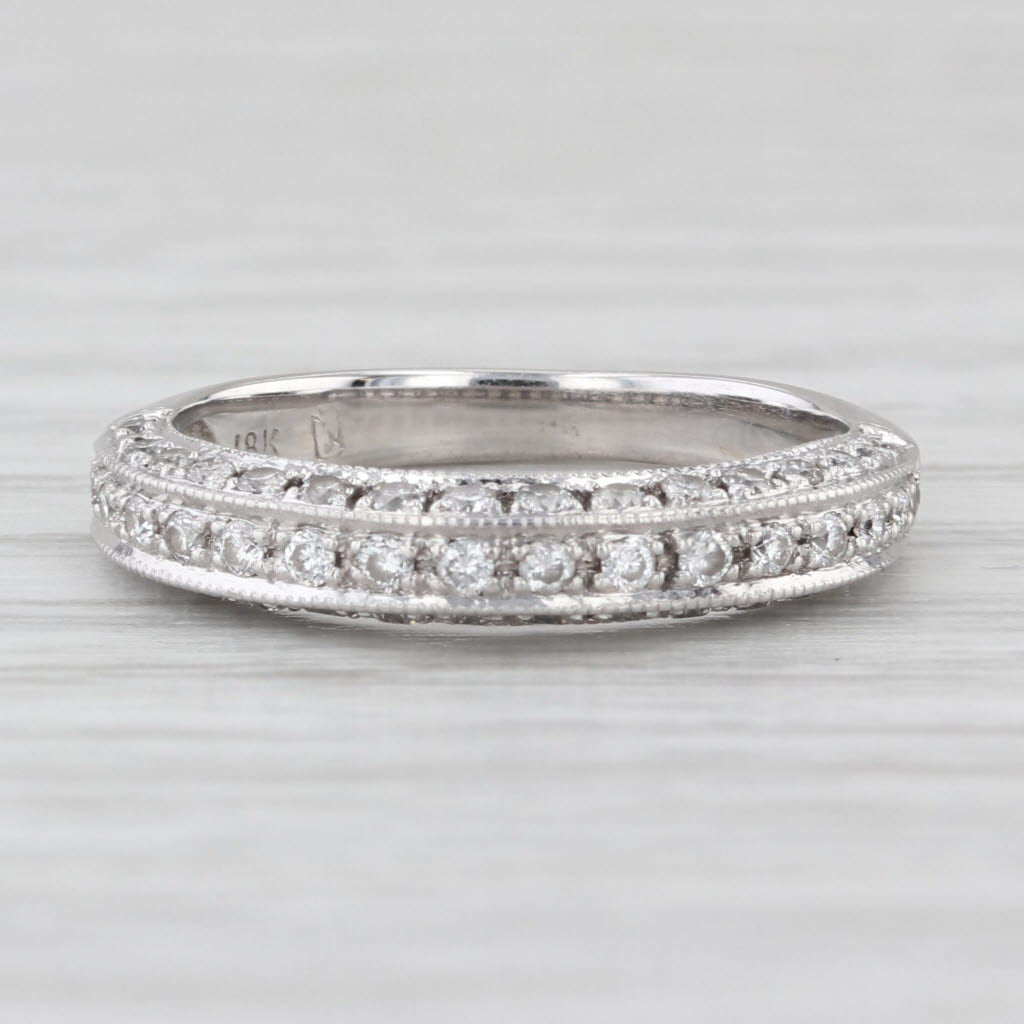 0.42ctw Diamond Wedding Band 18k White Gold Size 5 Stackable Anniversary Ring