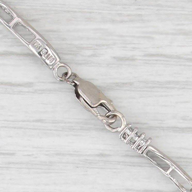 0.43ctw Diamond Bar Link Necklace 10k White Gold 15.75" Collar Chocker