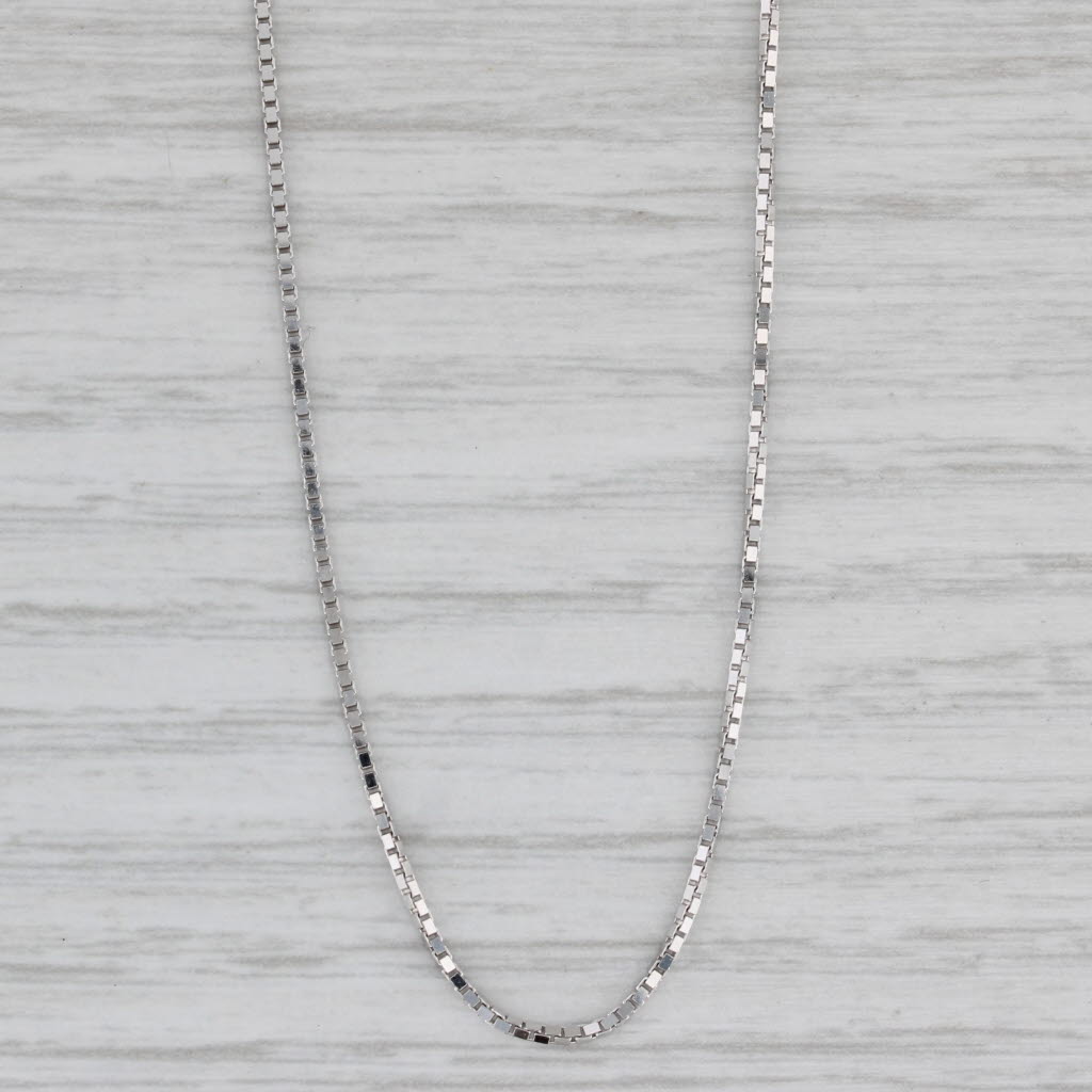 Gray New Box Chain Necklace 10k White Gold 16" 0.9mm