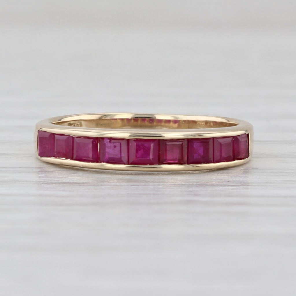0.75ctw Ruby Ring 14k Yellow Gold Sz 4 Channel Set Square Stackable Wedding Band