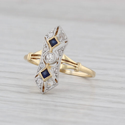 Art Deco 0.11ctw Diamond Lab Created Ring 18k Gold Platinum Size 5.75
