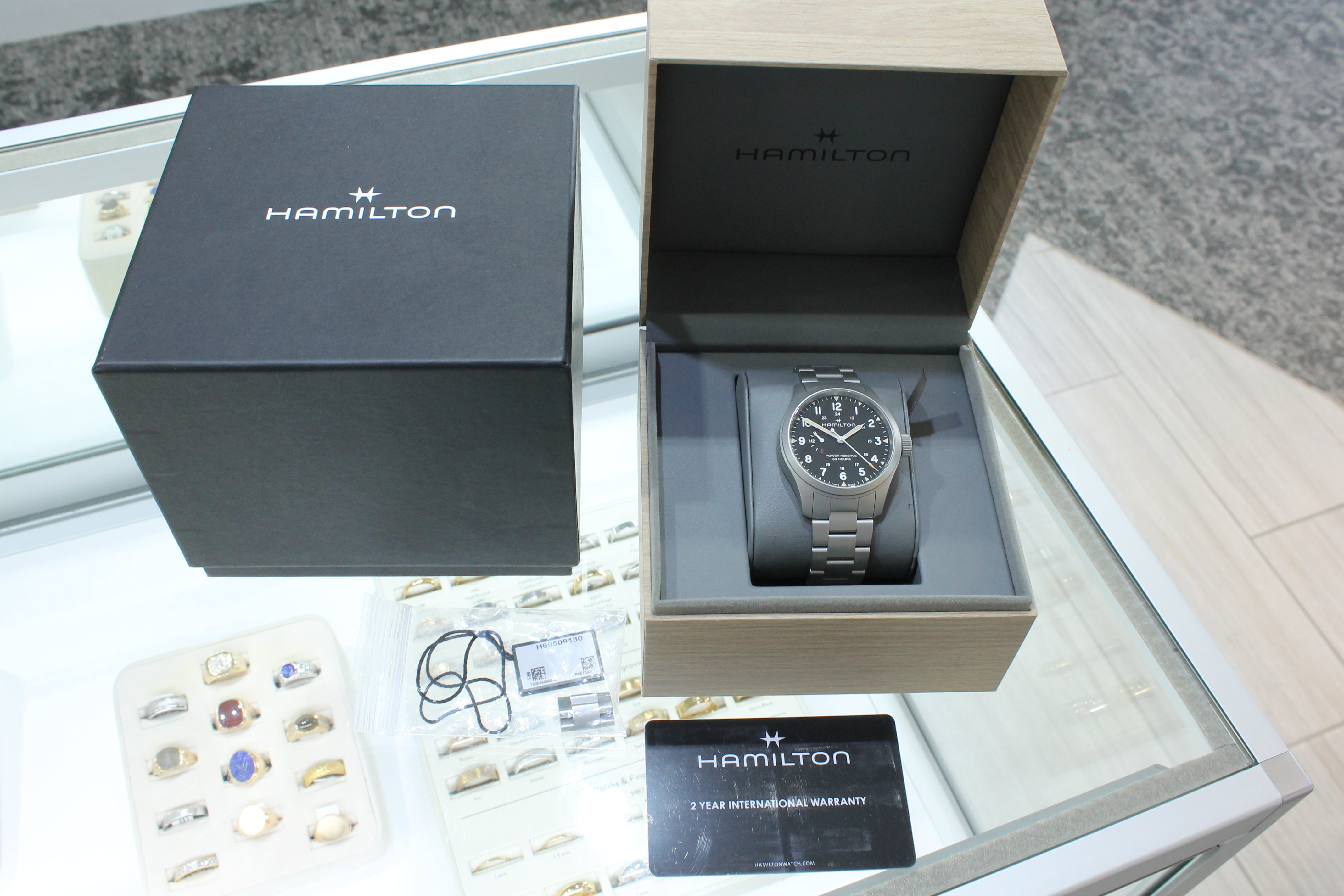 Hamilton Khaki Field Mechanical Power Reserve 40mm Mens Steel Watch w Box