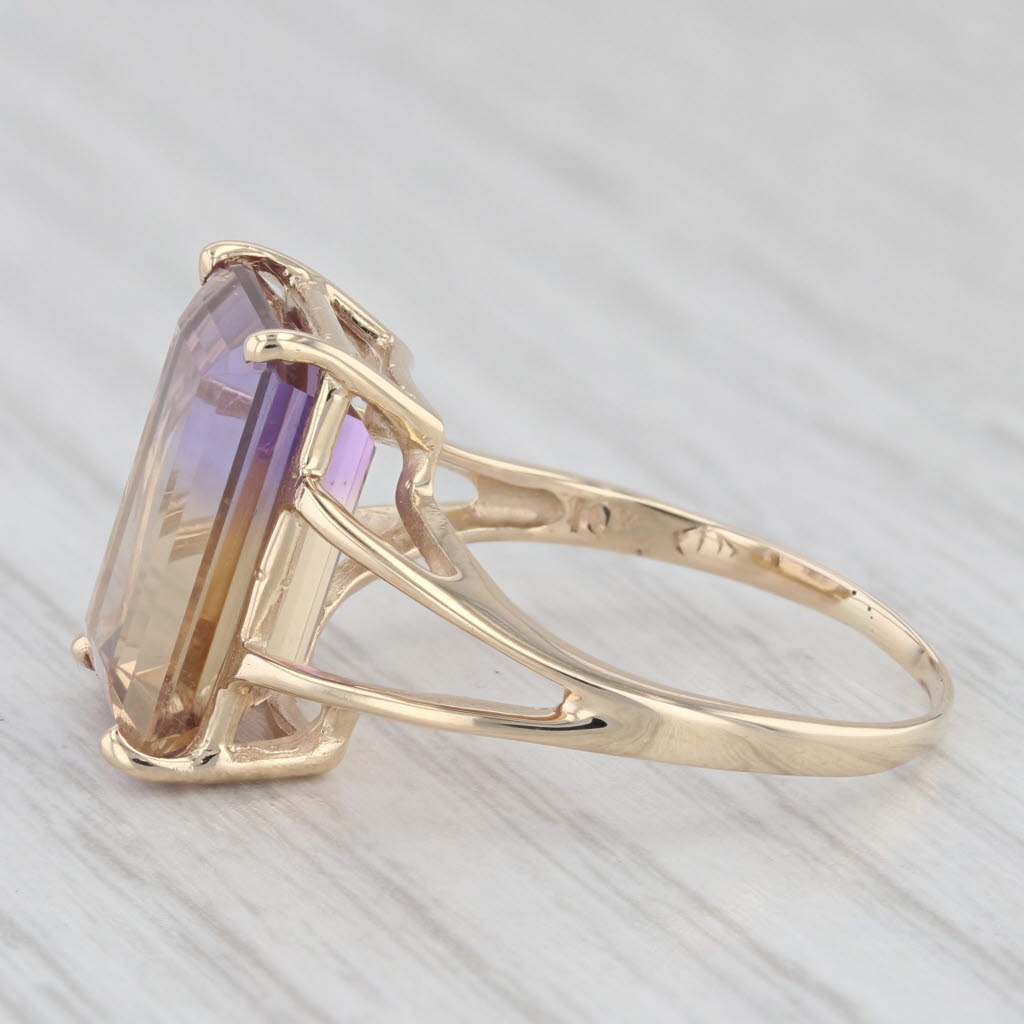 Light Gray 7.35ctw Yellow Purple Ametrine Solitaire Ring 10k Yellow Gold Size 8.25