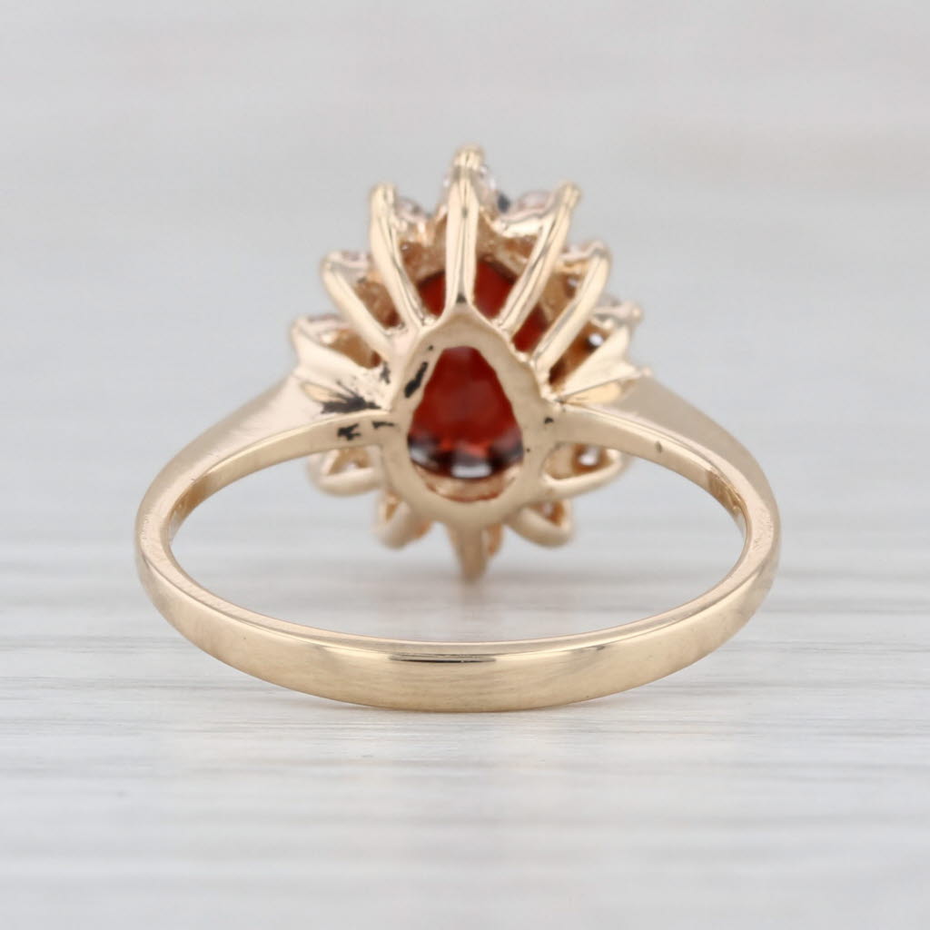 1.84ctw Pear Garnet Diamond Halo Ring 14k Yellow Gold Size 5.75