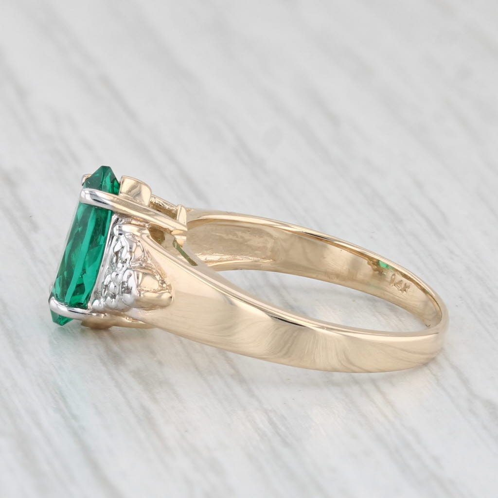 Light Gray 1.03ctw Marquise Lab Created Emerald Diamond Ring 14k Yellow Gold Size 5