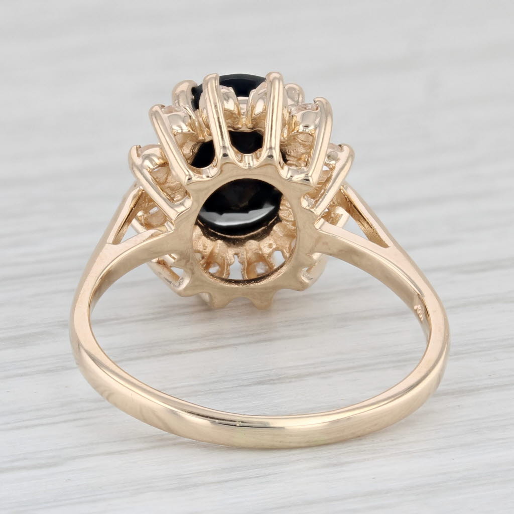 Light Gray 2.92ctw Oval Black Onyx Cubic Zirconia Halo Ring 14k Yellow Gold Size 8