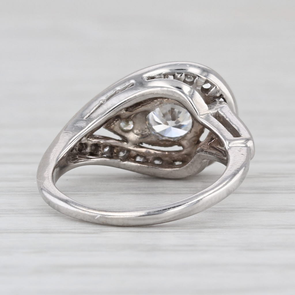 0.59ctw Diamond Teardrop Halo Ring 14k White Gold Size 4.25